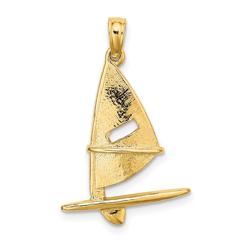 K8103.jpg 14K 3-D Textured Windsail Surfing Board Charm - Image 1