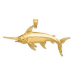 14K Large 2-D Polished and Satin Swordfish Charm