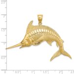 14K Large 2-D Polished and Satin Blue Marlin Charm - Image 3