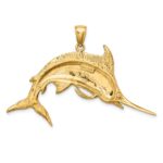 14K Large 2-D Polished and Satin Blue Marlin Charm - Image 4