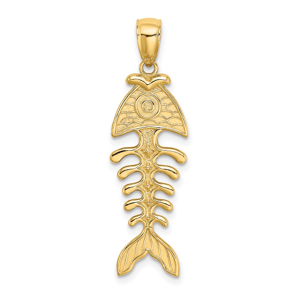 K8111.jpg 14K 3-D Polished and Textured Fishbone Charm - Image 1