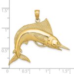 14K 2-D Polished and Satin Striped Marlin Charm - Image 3