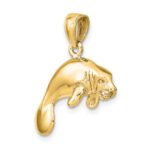 14K 3-D Polished Swimming Manatee Charm - Image 5