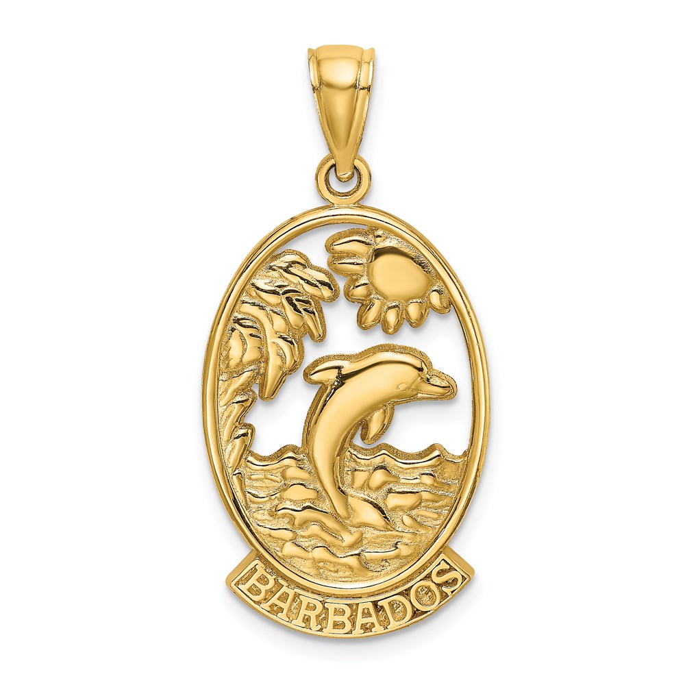 K8190.jpg 14K BARBADOS with Dolphin Sunset Scene Charm - Image 1