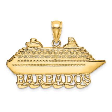 14K Large Polished BARBADOS Cruise Ship Charm