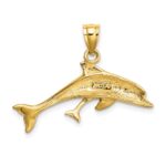 14K Polished Dolphin  and Baby Charm - Image 4