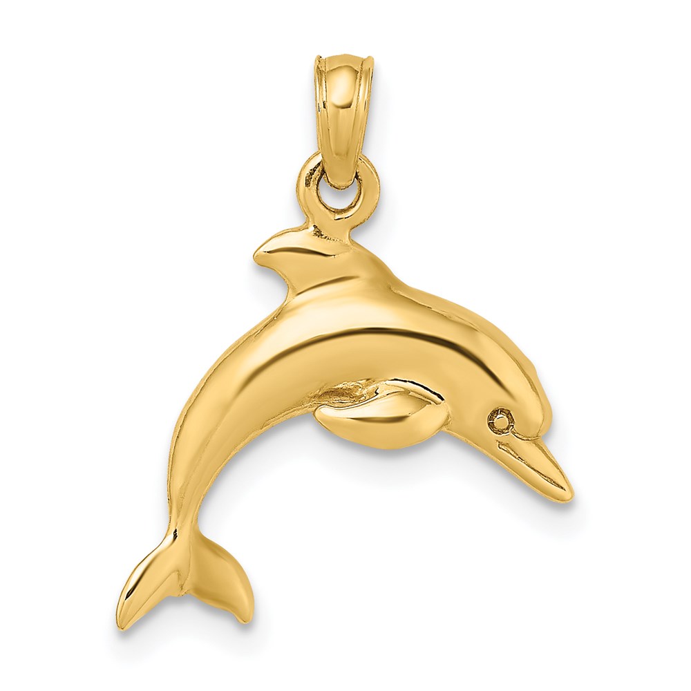 K8255.jpg 14K 3-D Dolphin Jumping Charm - Image 1