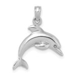 14K White Gold 3-D Dolphin Jumping Charm