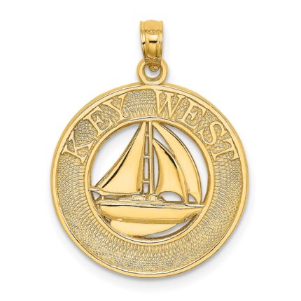 14K KEY WEST Sailboat Circle Charm