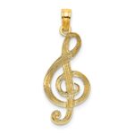 14K Textured Treble Clef Charm
