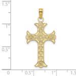 14K Double Sided Textured Cross Charm - Image 3