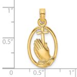 14K Praying Hands and Cross In Oval Charm - Image 3