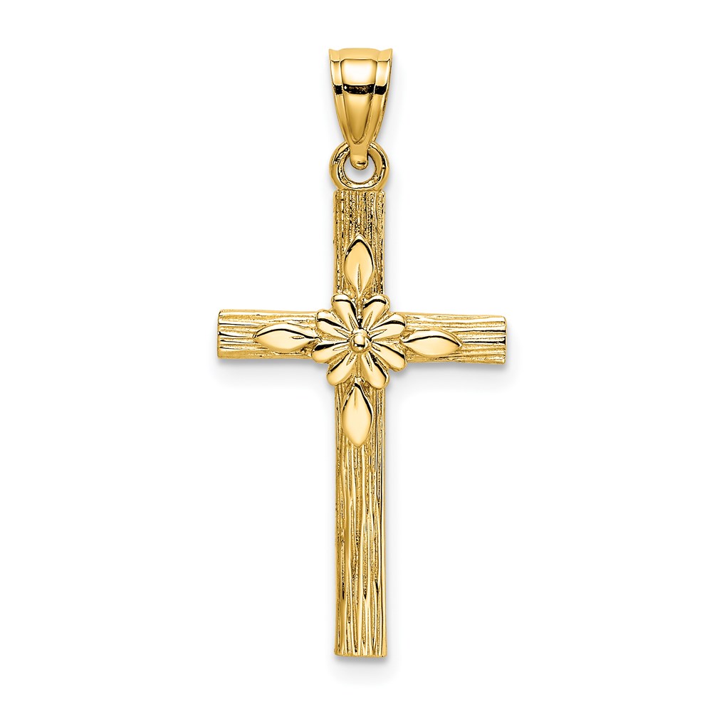 K8336.jpg 14K Cross with Flower Charm - Image 1