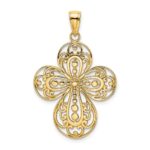 14K Cut-Out with Rounded Tips Filigree Cross Charm