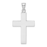 14K White Gold Large Block Cross with Open Back Charm