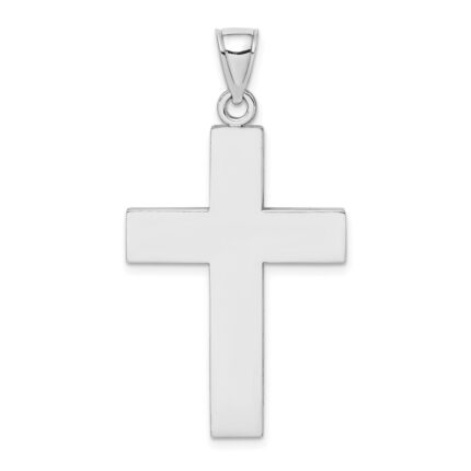 14K White Gold Large Block Cross with Open Back Charm
