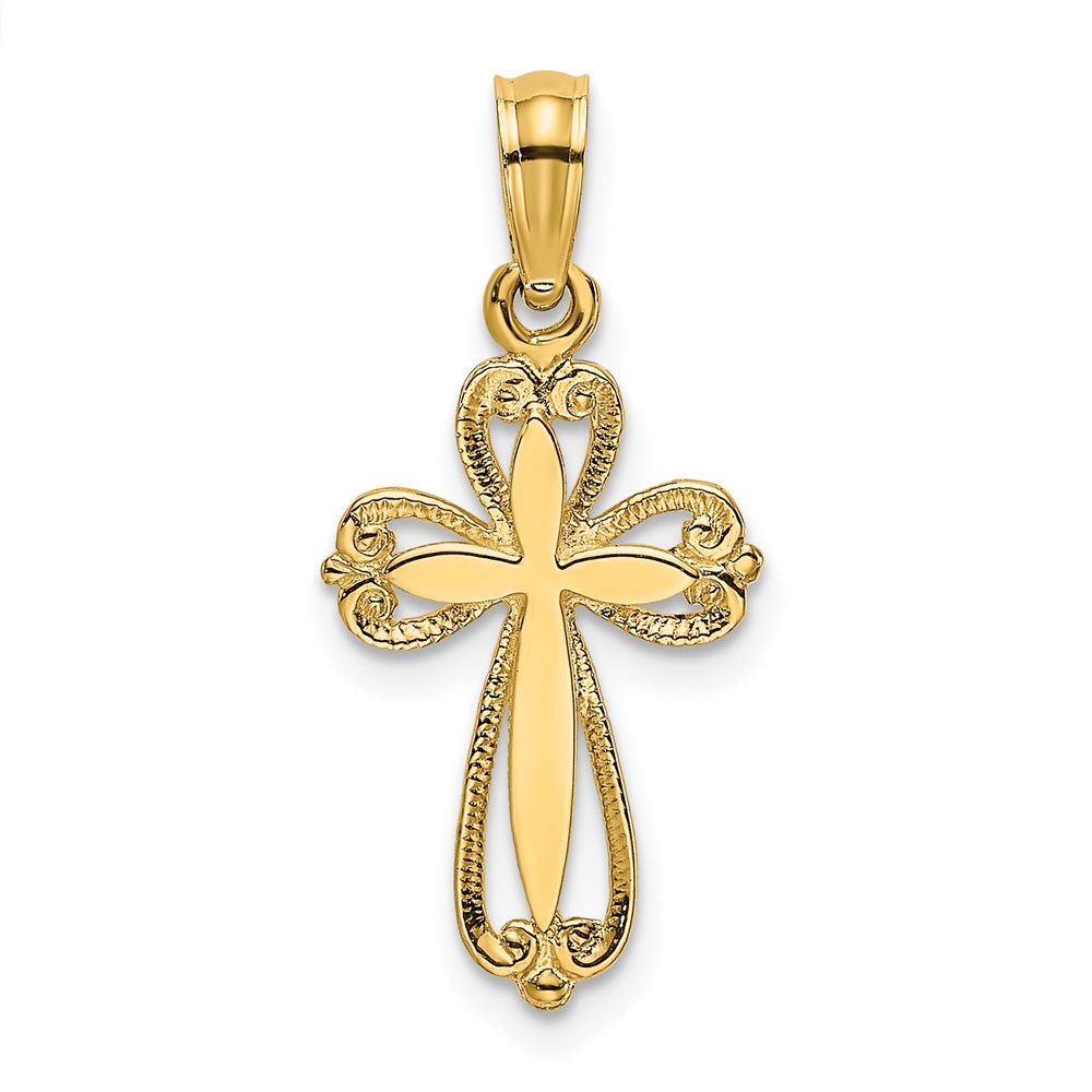 K8350.jpg 14K Polished and Cut-Out Textured Cross Charm - Image 1