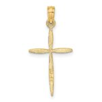 14K Diamond-cut with Tapered Ends Cross Charm - Image 4