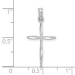 14K White Gold Diamond-cut with Tapered Ends Cross Charm - Image 4