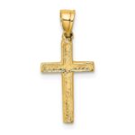 14K Polished and Textured Cross with Heart Center Charm - Image 4