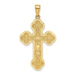 14K Scroll Cross with Sunburst Center Charm