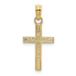 14K Textured Center Block Cross Charm