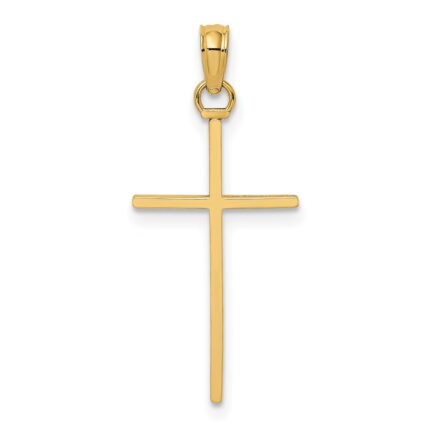 14K 3-D and Polished Stick Cross Charm