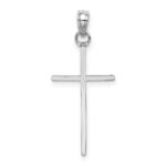 14K White Gold 3-D and Polished Stick Cross Charm - Image 4