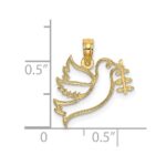 14K Cut-Out Dove with Olive Branch Charm - Image 3