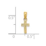14K Polished and Textured Mini Cross Charm - Image 3