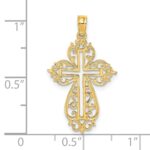14K Cut-Out Scroll Framed Cross Charm - Image 3