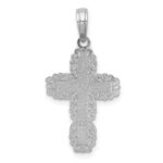 14K White Gold Textured with Lace Trim Cross Charm - Image 3