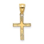 14K Polished with  Star Pattern Mini Cross Charm