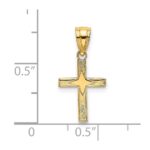 14K Polished with  Star Pattern Mini Cross Charm - Image 3