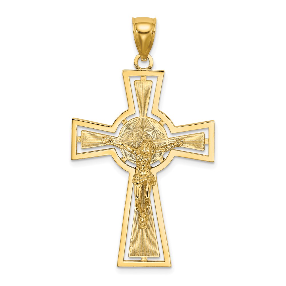 K8440.jpg 14K Cut-Out Crucifix with Center Circle Charm - Image 1