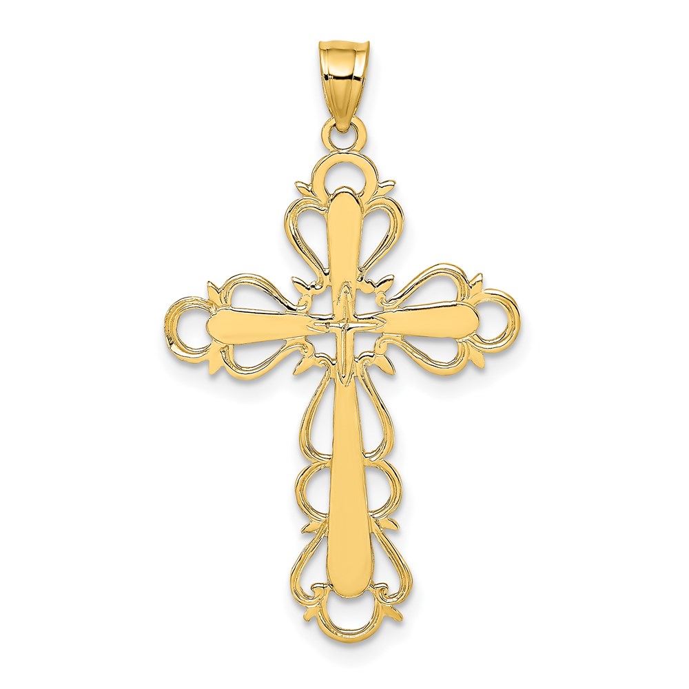 K8446.jpg 14K Polished Lace Trim Cross Charm - Image 1