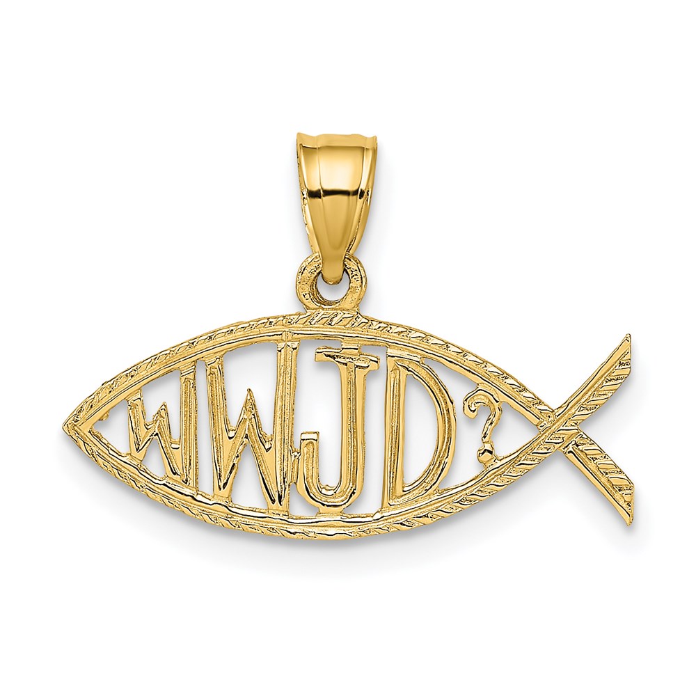 K8447.jpg 14K WWJD Ichthus Fish Charm - Image 1
