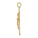 14K Textured Crucifix with Floral Tips Charm - Image 2