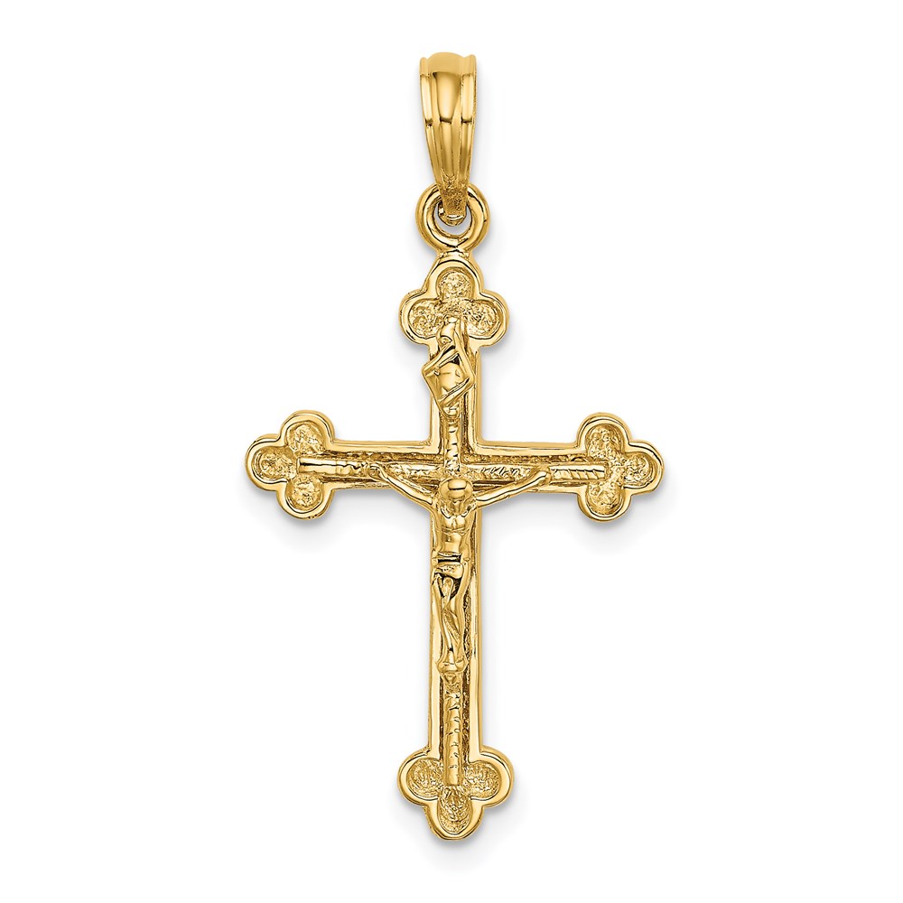 K8472.jpg 14K Narrow Budded Crucifix Charm - Image 1