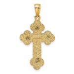 14K Textured Budded Cross Charm - Image 4