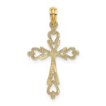 14K Cross Cut-Out with Heart Ends Charm - Image 4