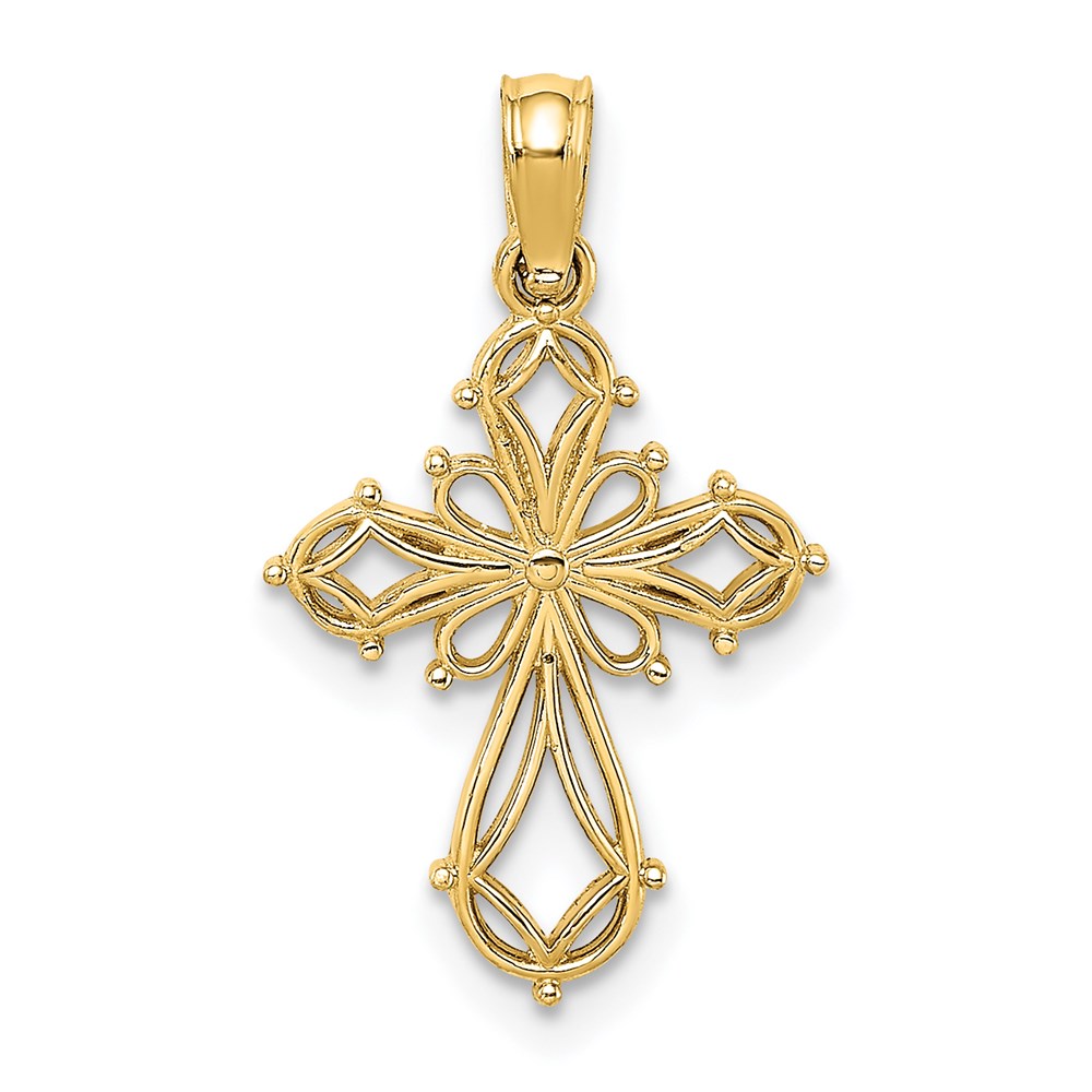 K8492.jpg 14K Cut-Out Fancy Cross Charm - Image 1