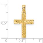 14K Diamond-cut Block Cross  Charm - Image 3