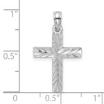 14K White Gold Diamond-cut Block Cross  Charm - Image 3