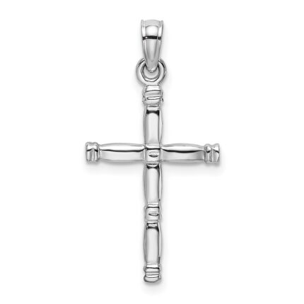 14K White Gold 3-D Polished Cross Charm