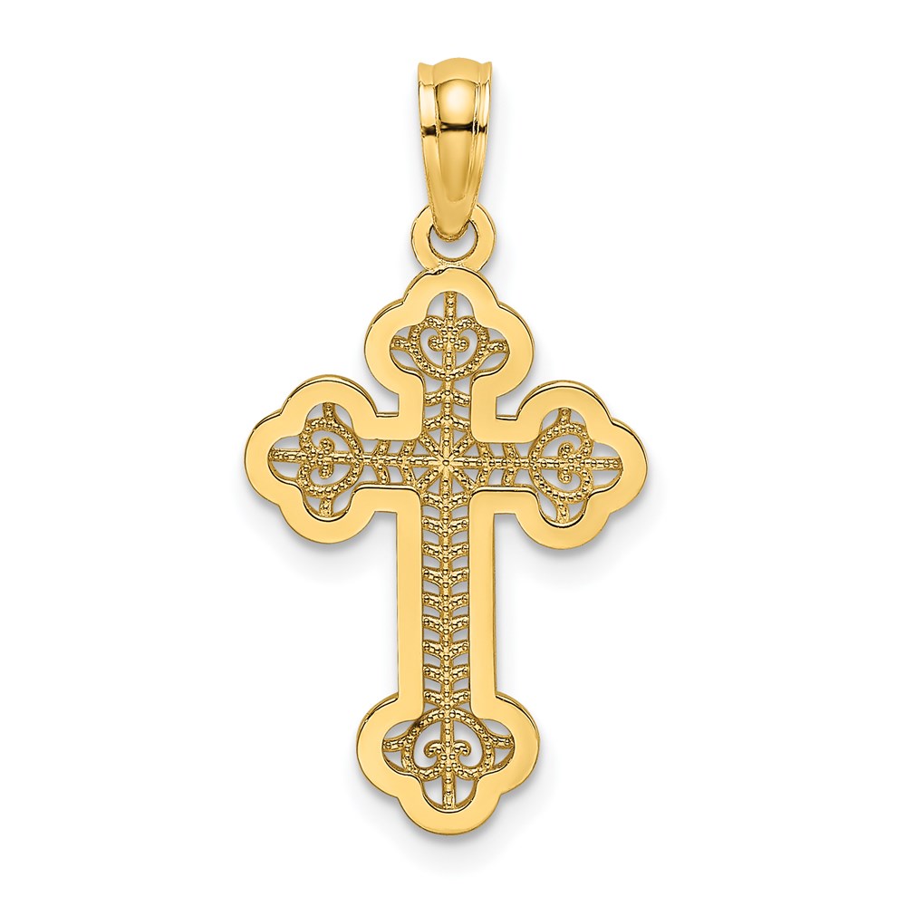 K8506.jpg 14K Lacey Center Budded Cross Charm - Image 1