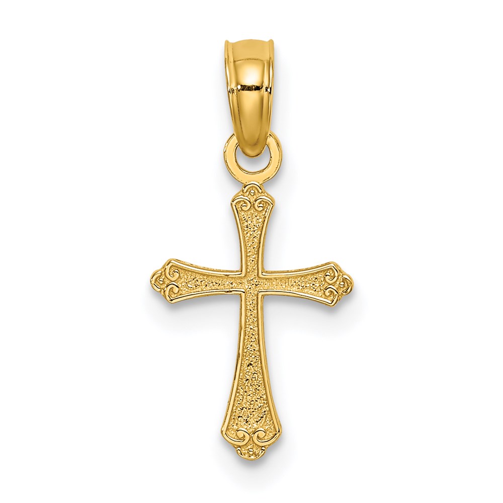 K8510.jpg 14K Textured Mini Cross Charm - Image 1