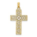 14K Polished Square Cross with Heart Design Charm - Image 4
