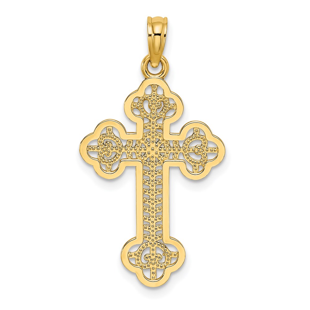 K8512.jpg 14K Lacey Center Budded Cross Charm - Image 1