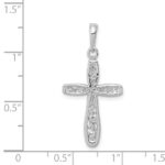 14K White Gold Cross with Filigree Center Charm - Image 4